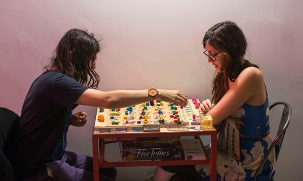 Board-gamers at Draughts cafe in east London. For a board game special feature.
