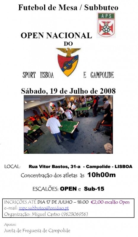 Cartaz do Open Nacional do Sport Lisboa e Campolide